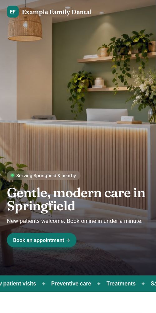 The same site on a phone