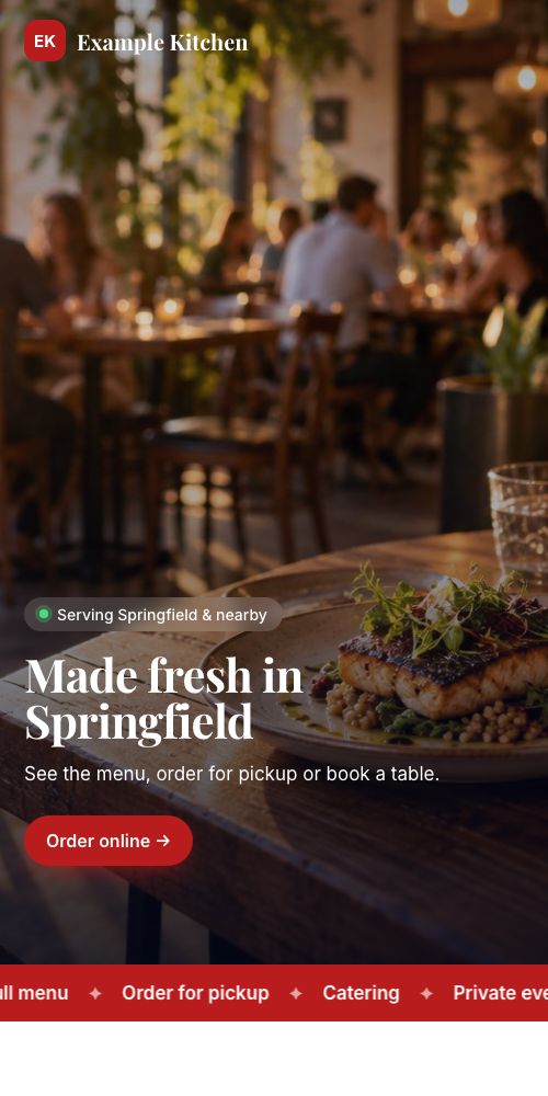 The same site on a phone