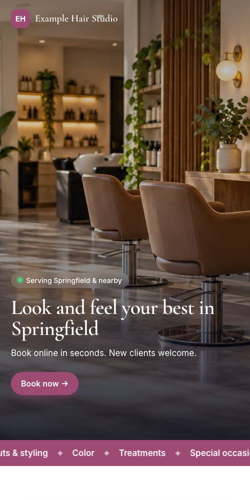 The same site on a phone